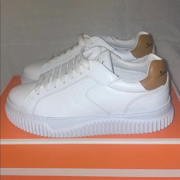 NWT VOILE BLANCHE LIPARI White/Tobacco Leather Sneakers - Picture 14 of 16